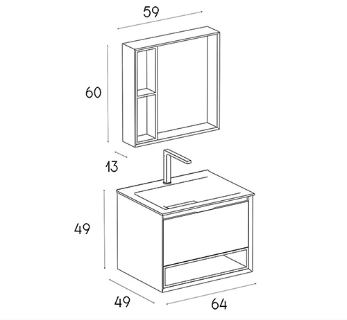 PVC vanity cabinet model D-6508